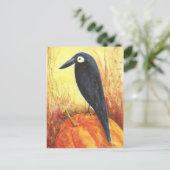 Crow on Pumpkin Briefkaart van Liz Revit (Staand voorkant)