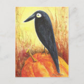 Crow on Pumpkin Briefkaart van Liz Revit (Voorkant)
