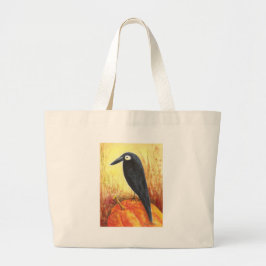 Crow on Pumpkin Grote Tote Bag