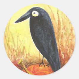 Crow on Pumpkin Stickers beroemd gemaakt door Liz 