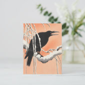 Crow on Snowy Branch Painting by Ohara Koson Briefkaart (Staand voorkant)
