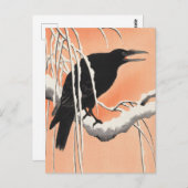 Crow on Snowy Branch Painting by Ohara Koson Briefkaart (Voorkant / Achterkant)