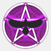 Crow Pentacle - Paarse Ronde Sticker (Voorkant)
