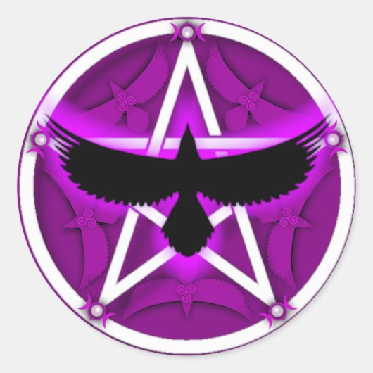 Crow Pentacle - Paarse Ronde Sticker (Voorkant)