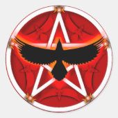 Crow Pentacle - Rood Ronde Sticker (Voorkant)
