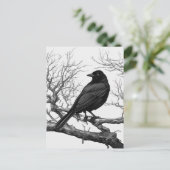 Crow Perched on Bare Winter Branches Briefkaart (Staand voorkant)