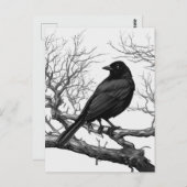 Crow Perched on Bare Winter Branches Briefkaart (Voorkant / Achterkant)