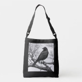 Crow Perched on Bare Winter Branches Crossbody Tas (Achterkant)