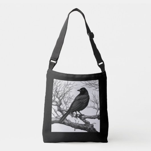 Crow Perched on Bare Winter Branches Crossbody Tas (Voorkant)