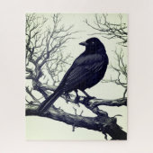 Crow Perched on Bare Winter Branches Legpuzzel (Verticaal)