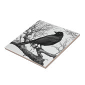 Crow Perched on Bare Winter Branches Tegeltje (Zijkant)