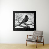 Crow Perched on Bare Winter Branches Wandkleed (In Situ (horizontaal))