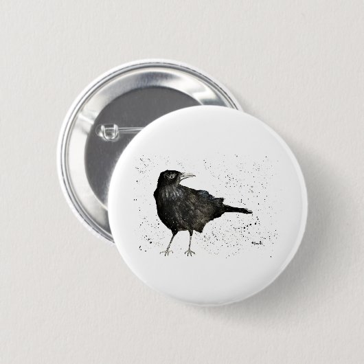 Crow raven bird button (Voorkant /achterkant)