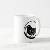 Crow Raven Bird van Wood Cut Mok (Voorkant rechts)
