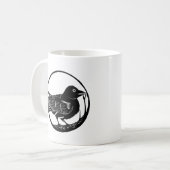 Crow Raven Bird van Wood Cut Mok (Voorkant links)