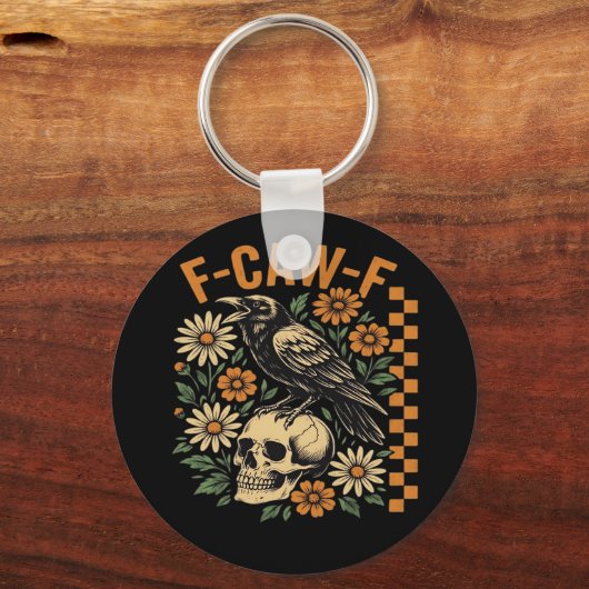 Crow Raven F-Caw-F Cool Unique Sleutelhanger (Voorkant)