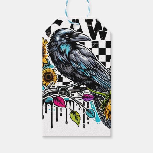 Crow Raven F-CAW-F Funny Halloween Cadeaulabel (Voorkant)