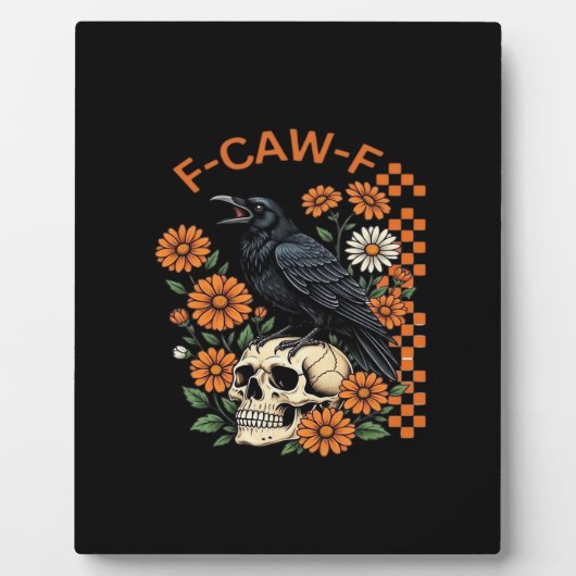 Crow Raven F-Caw-F Funny Halloween Gothic Creative Fotoplaat (Voorkant)