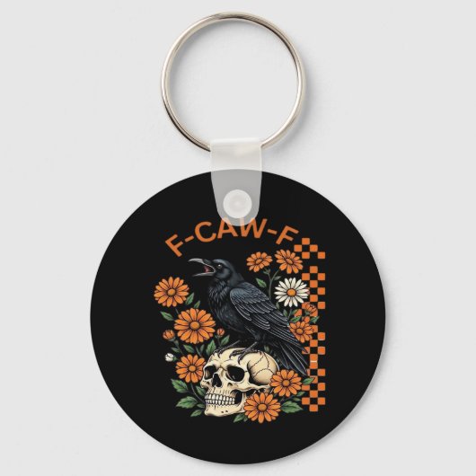 Crow Raven F-Caw-F Funny Halloween Gothic Creative Sleutelhanger (Voorkant)