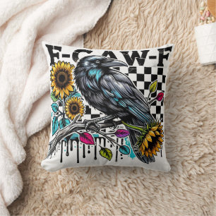 Crow Raven F-CAW-F Funny Halloween Kussen