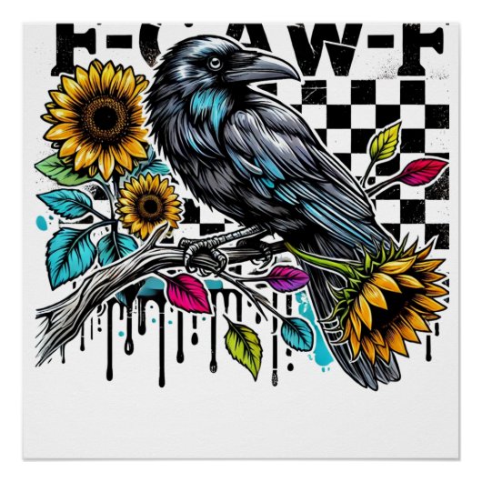 Crow Raven F-CAW-F Funny Halloween Perfect Poster (Voorkant)