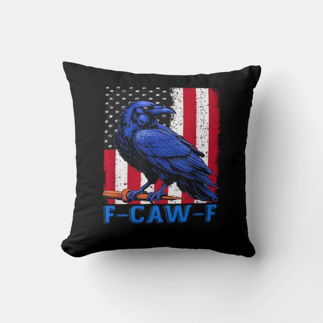 Crow Raven Funny F-Caw-F Minimal Clean Kussen (Voorkant)
