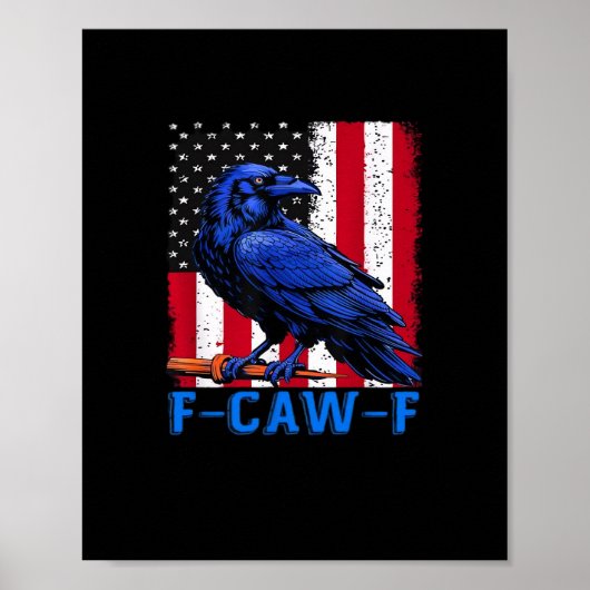 Crow Raven Funny F-Caw-F Minimal Clean Poster (Voorkant)