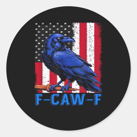 Crow Raven Funny F-Caw-F Minimal Clean Ronde Sticker (Voorkant)