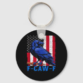 Crow Raven Funny F-Caw-F Minimal Clean Sleutelhanger (Voorkant)