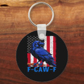 Crow Raven Funny F-Caw-F Minimal Clean Sleutelhanger (Voorkant)