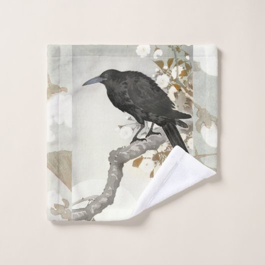 Crow Raven Koson Japanese Bird Bad Handdoek (Wasdoekje)