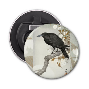 Crow Raven Koson Japanese Bird Button Flesopener