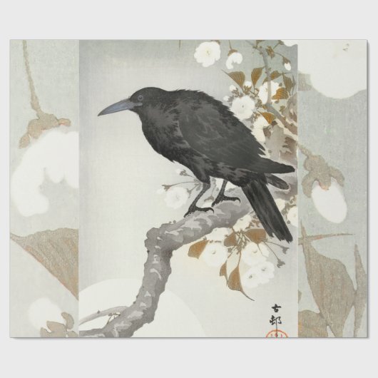Crow Raven Koson Japanese Bird Cadeaupapier (Vlak)