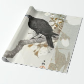 Crow Raven Koson Japanese Bird Cadeaupapier (Uitgerold)