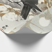 Crow Raven Koson Japanese Bird Cadeaupapier (Hoek)