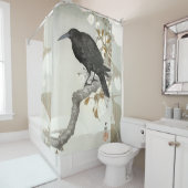 Crow Raven Koson Japanese Bird Douchegordijn (In situ)