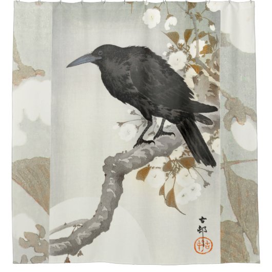 Crow Raven Koson Japanese Bird Douchegordijn (Voorkant)