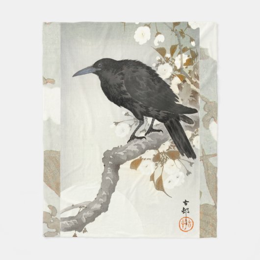 Crow Raven Koson Japanese Bird Fleece Deken (Voorkant)