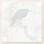 Crow Raven Koson Japanese Bird Glazen Onderzetter (Achterkant)