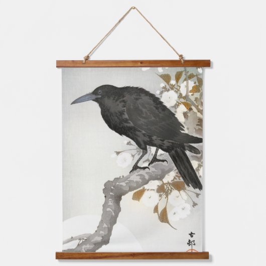 Crow Raven Koson Japanese Bird Hangend Wandkleed (Voorkant)