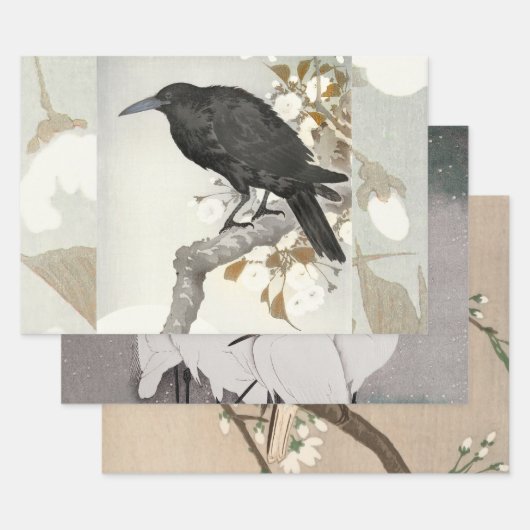 Crow Raven Koson Japanese Bird Inpakpapier Vel (Set)