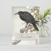 Crow Raven Koson Japanese Bird Kaart (Staand voorkant)