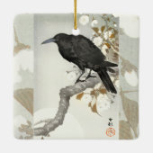Crow Raven Koson Japanese Bird Keramisch Ornament (Achterkant)