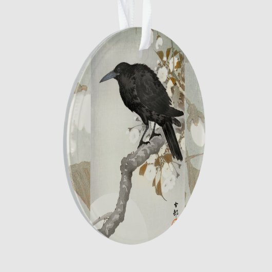 Crow Raven Koson Japanese Bird Ornament (voorkant)