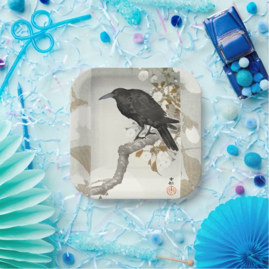 Crow Raven Koson Japanese Bird Papieren Bordje (Feest)