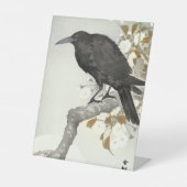 Crow Raven Koson Japanese Bird Reclamebord Met Voetstuk (Voorkant)
