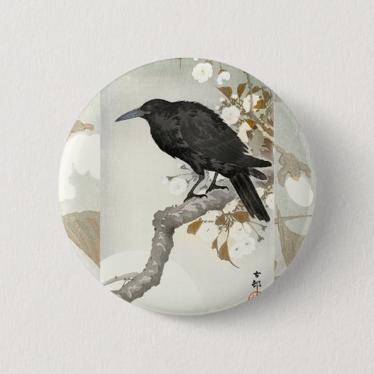 Crow Raven Koson Japanese Bird Ronde Button 5,7 Cm (Voorkant)