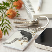 Crow Raven Koson Japanese Bird Sleutelhanger (Voorkant Rechts)