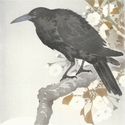 Crow Raven Koson Japanese Bird Sticker (Voorkant)