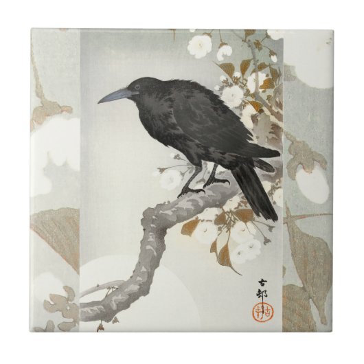 Crow Raven Koson Japanese Bird Tegeltje (Voorkant)